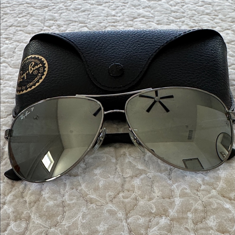 Ray-Ban Metallic Gunmetal Aviator Sunglasses